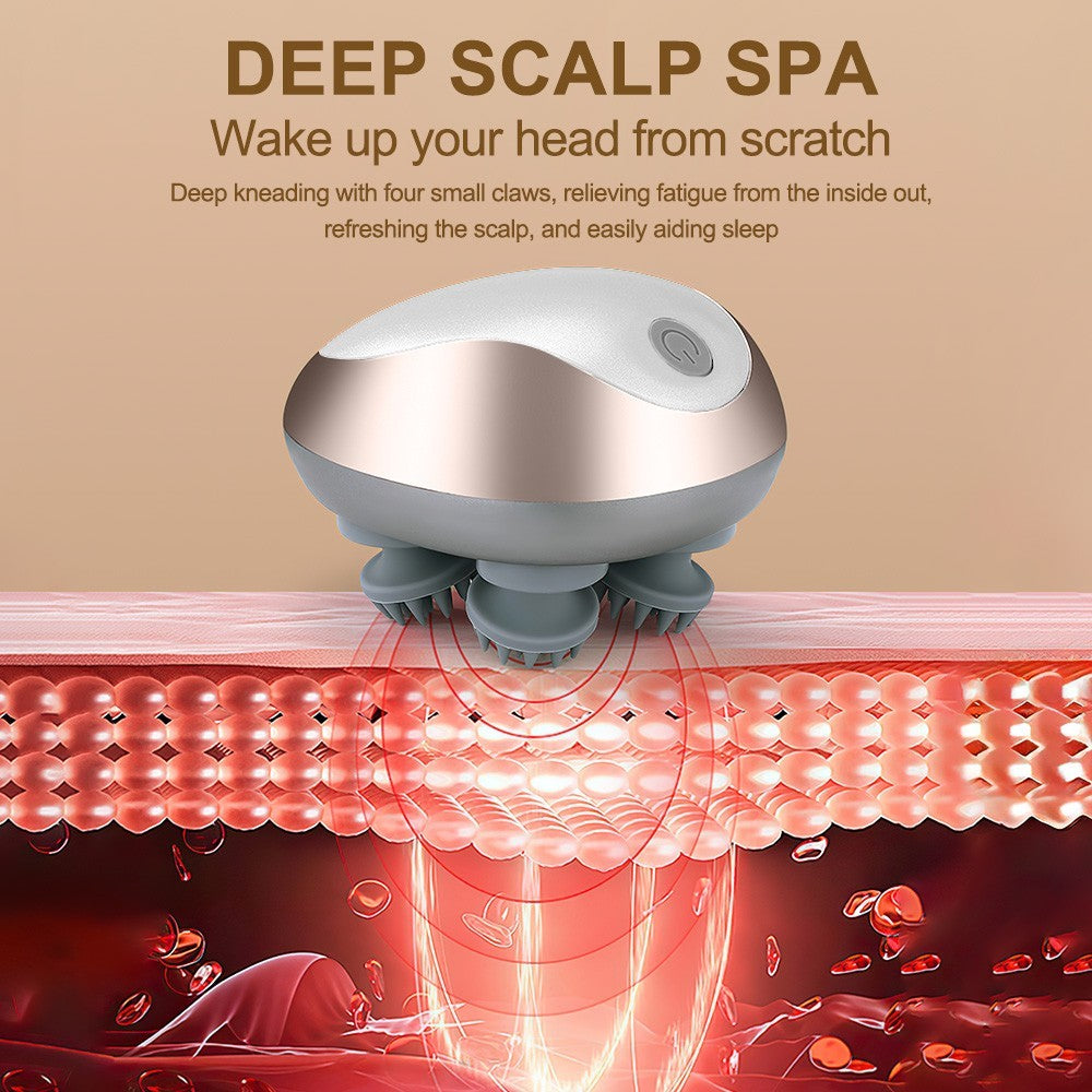 Electric Head Scalp Massager Waterproof Hair Care 3 Modes Kneading Rechargeable