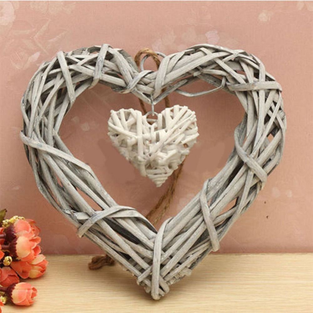 Heart-shaped Rattan Wreath Wicker Rattan Wreath Wall Hanging Wedding DIY Garland