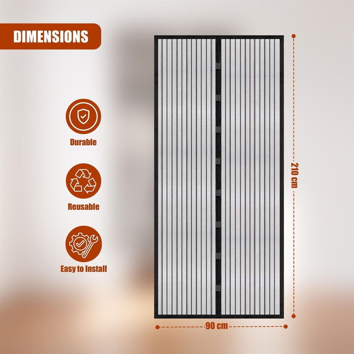Magnetic Insect Door Screen Net Magic Mesh Curtain Mosquito Fly Bug Insect Black