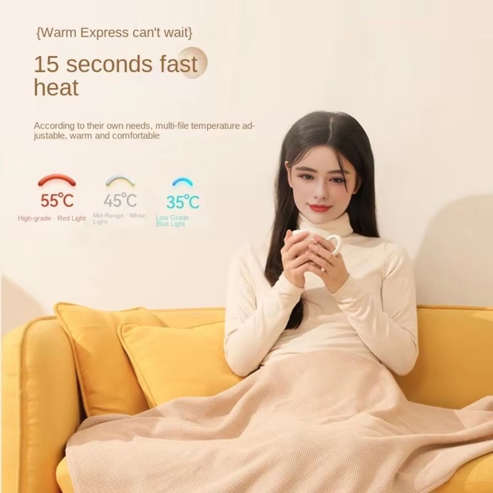 USB Heated Shawl Blanket Wearable Electric Heating Blanket with Zipper Closure