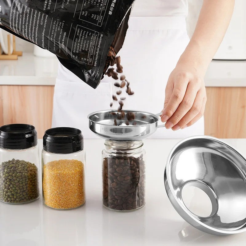 Stainless Steel Jam Jar Funnel Wide Mouth Liquid Funnel Baking Funnel