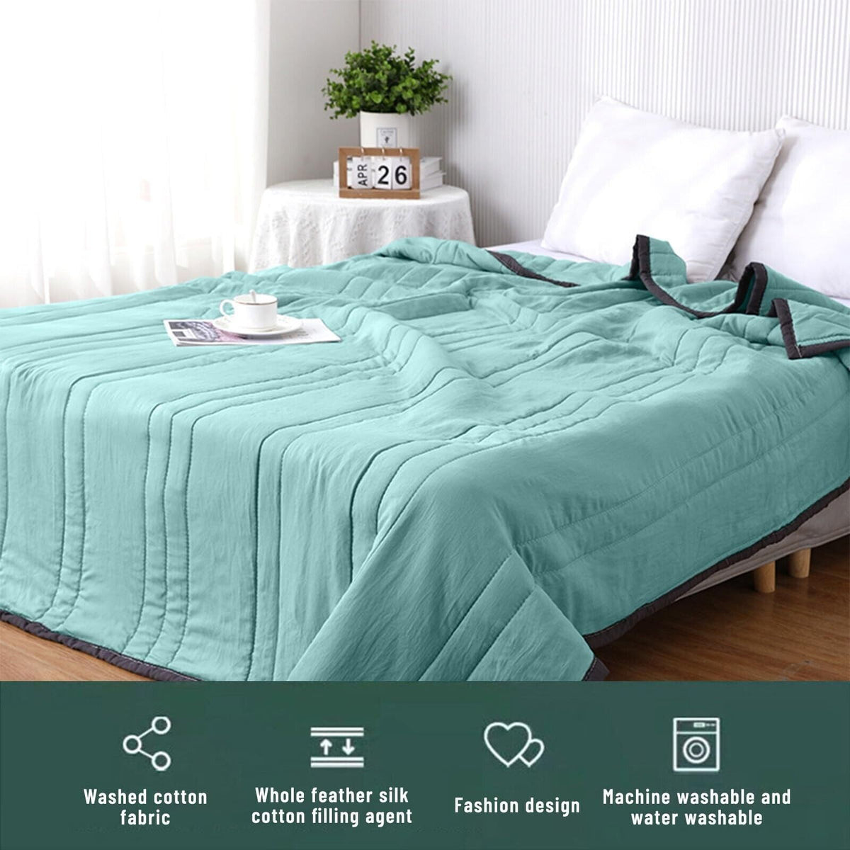 Soft Quilt Blanket for Night Sweats Lightweight Breathable Blanket Double Side