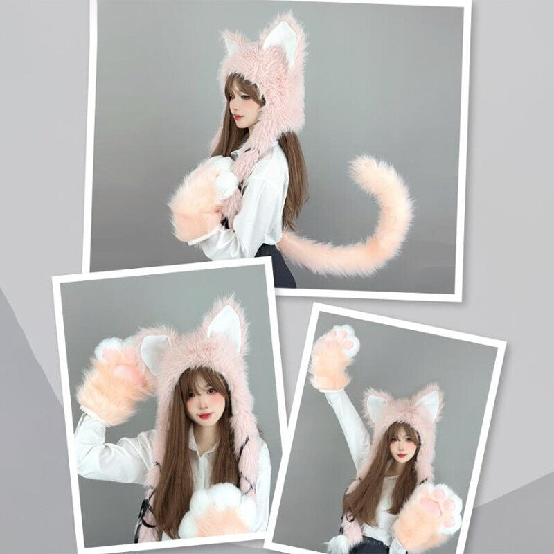Fluffy Plush Fox Ears Headwear Warm Hat Lolita Girl Costume Party Hat Cosplay