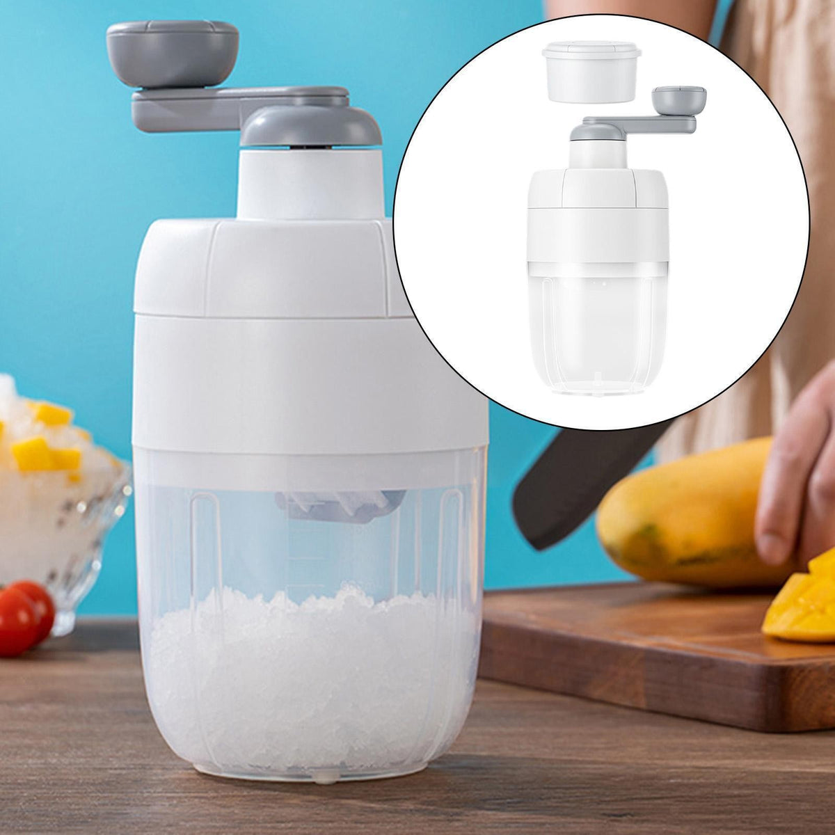 Portable Crank Ice Crusher Shaver Block Shaving Machine Manual Snow Cone Shaved