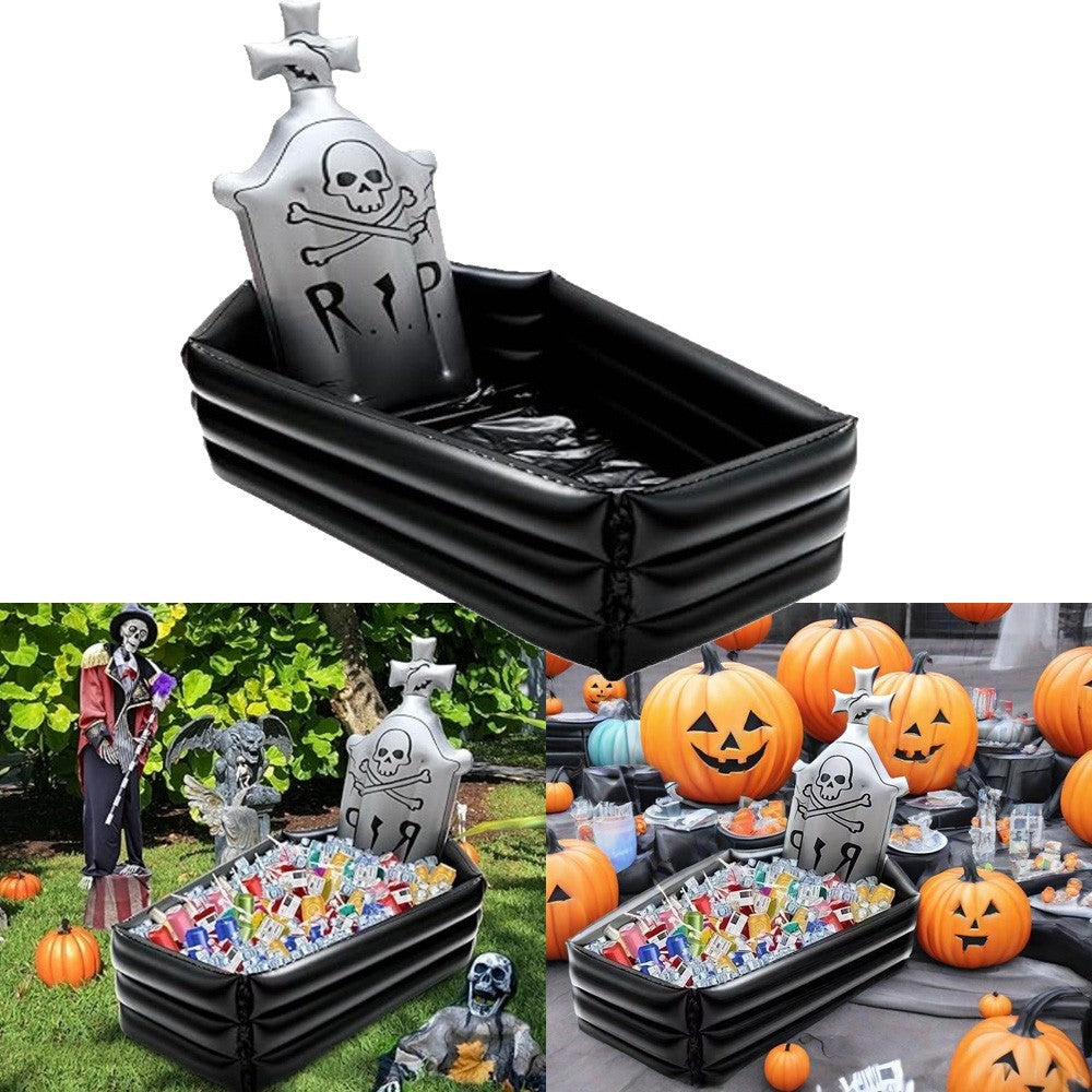 Halloween Inflatable Skeleton Tombstone Figure Decor Prop Drinks Wine Ice Bucket