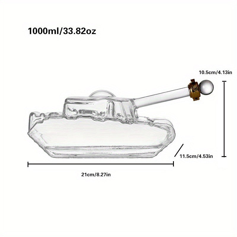 Tank-shaped Transparent Glass Wine Bottle for Red Wine and Whisky Decanter