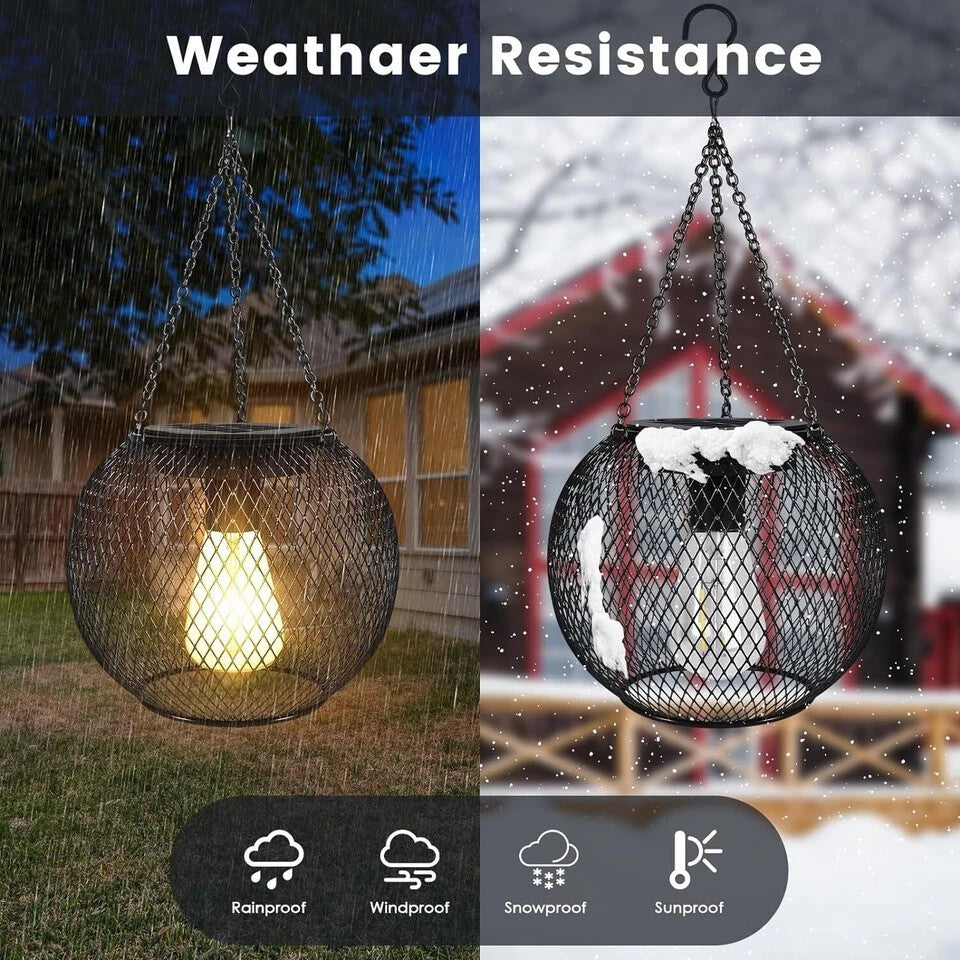 2x Solar Powered LED Hanging Lantern Lights Waterproof Outdoor Garden Lawn Lamp