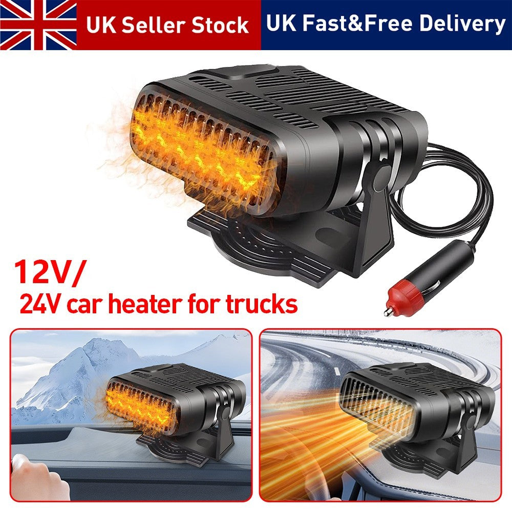 200W Electric Car Heater 12/24V Heating Fan Defogger Defroster Demister Portable