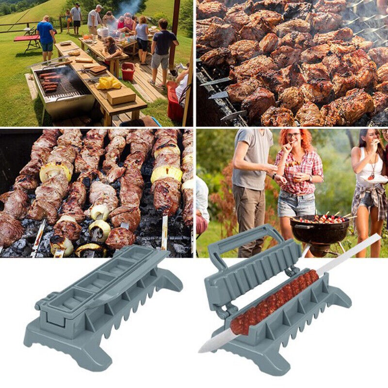New Single Row Kebab Maker BBQ Meat Skewer Machine Press Reusable Plastic Tool