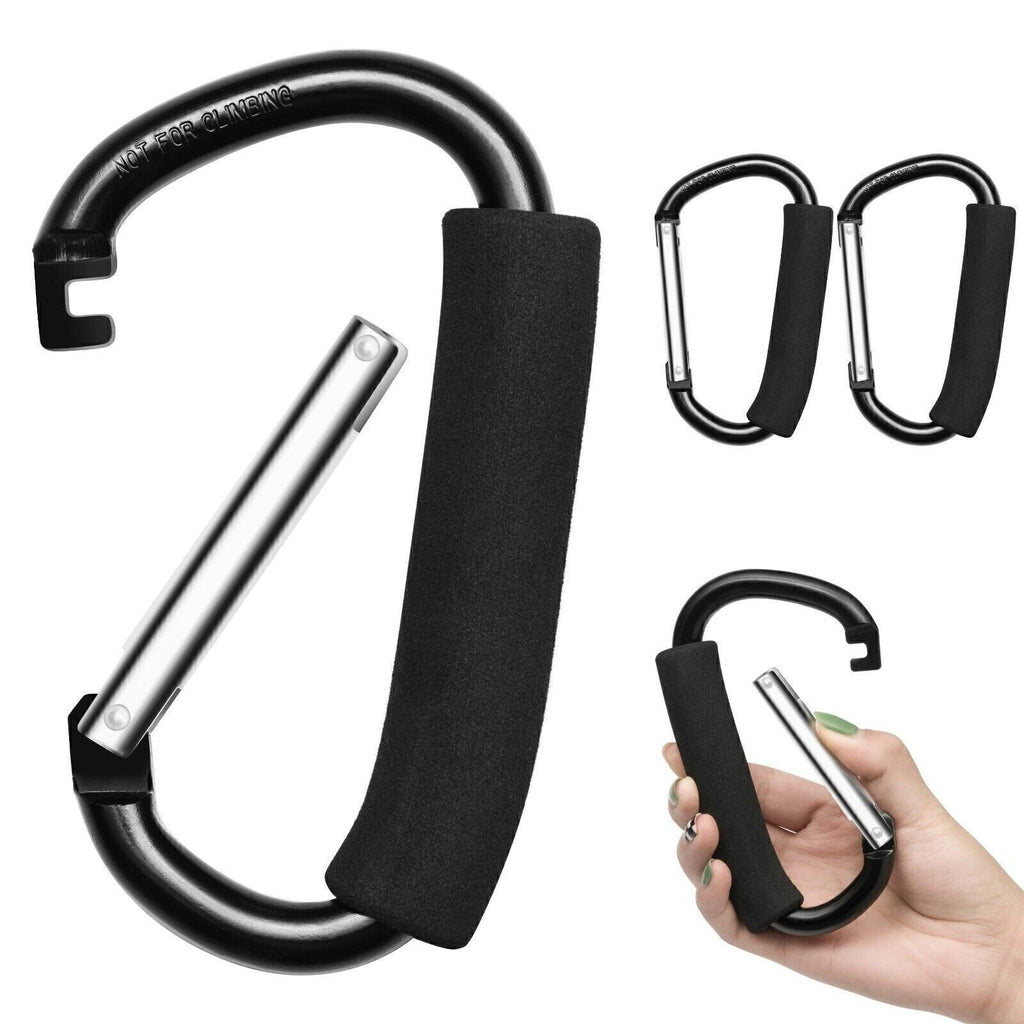 2x Extra Large Heavy Duty Carabiner Clip Hook D Lock Grocery Buggy Bag Holder UK