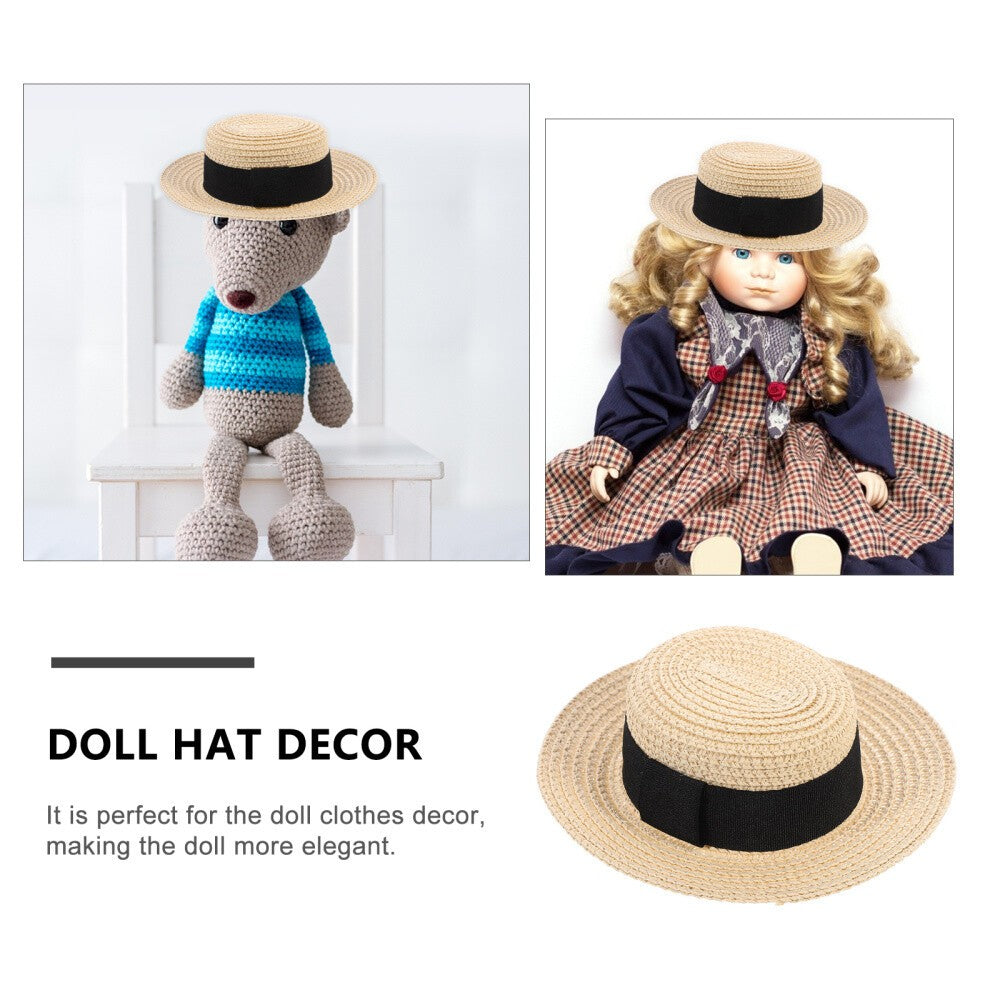 1 Pc Hand-woven Straw Hat Doll Clothes Decor Accessory Doll Straw Hat Decor