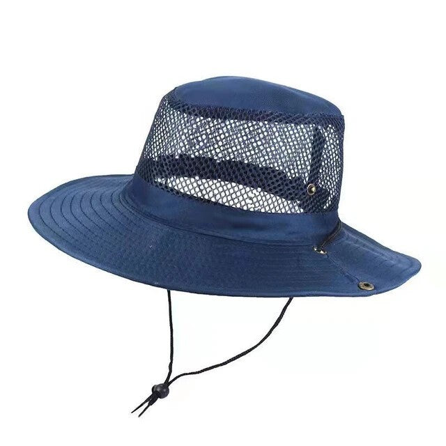 Men's Sun Cap Mesh Breathable Sun Hat Large Brim Outdoor Visors Fisherman Hats