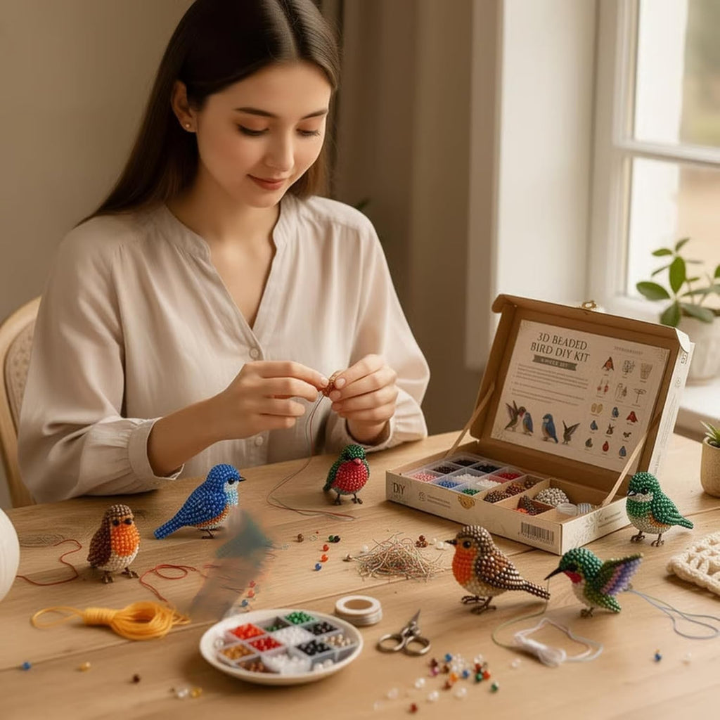 Tiny 3D Beaded Animal DIY Kit Cute Bird Animal Beading Craft Set Handmade Art UK