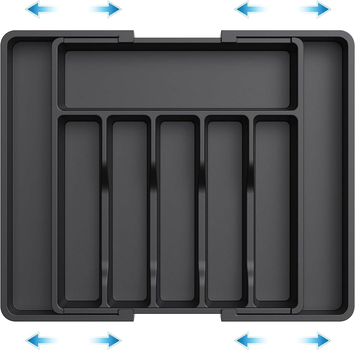 8-Section Extendable Plastic Cutlery Tray Kitchen Drawer Insert Organiser Holder