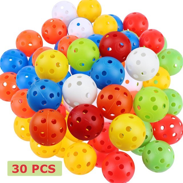 30pcs 42mm Mixed Golf Practice Balls Plastic Airflow Hollow Swing Training Balls