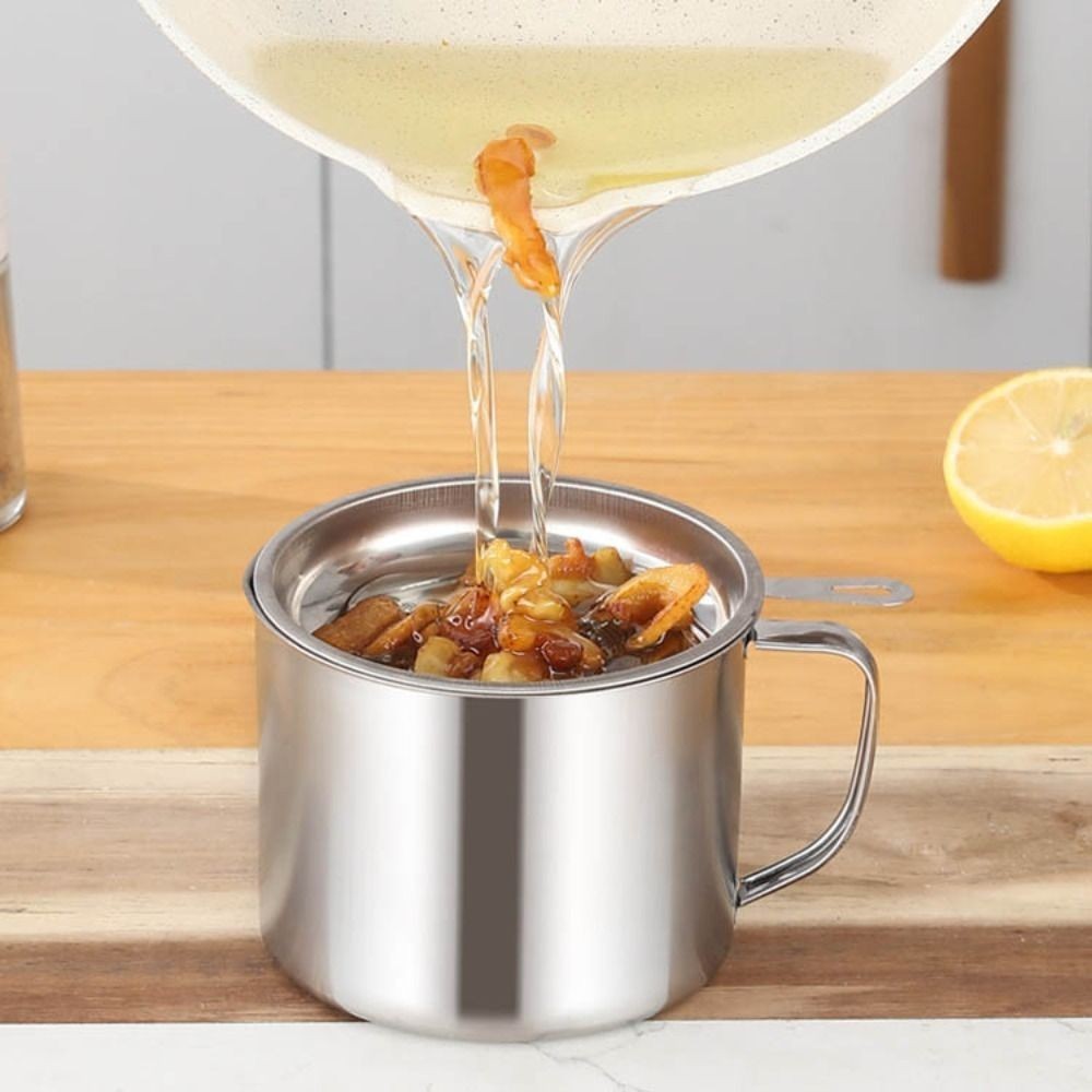 Large Capacity Oil Filter Pot 1.3L/1.8L Oil Pot Cooking Oil Strainer  Kitchen