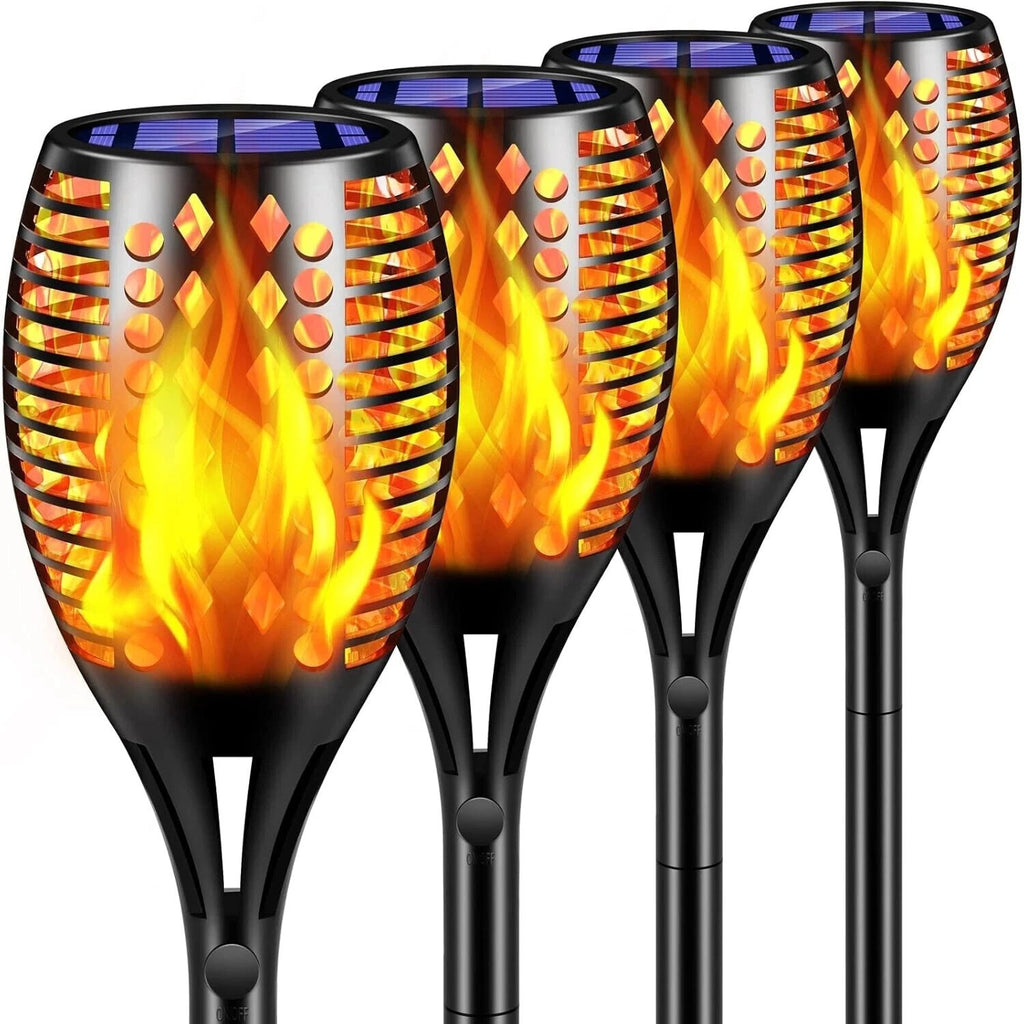 4/8 Pcs Solar Flickering Flame Torch Lights Outdoor Garden Pathway Stake Lamp
