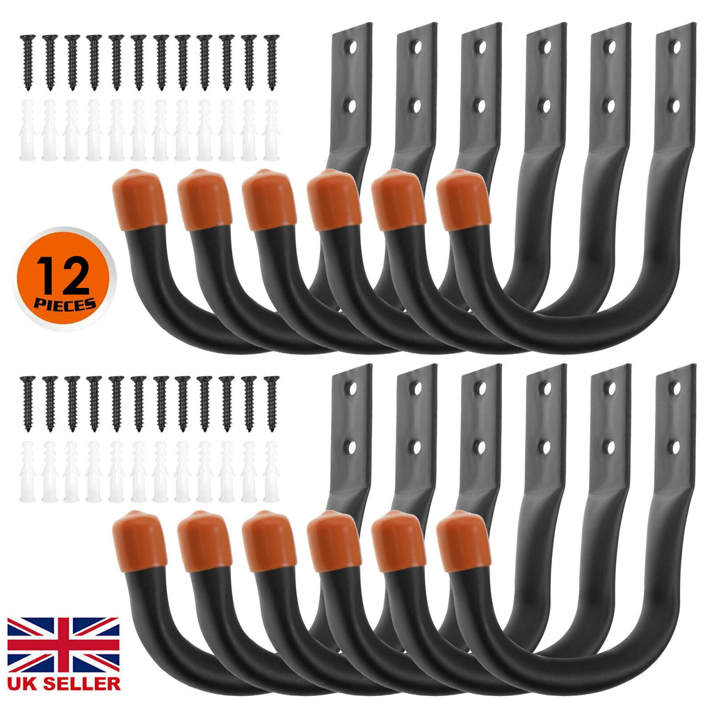 12x Heavy Duty Storage Hooks Wall Mount for Ladder Garage Bike Garden Shed Tools