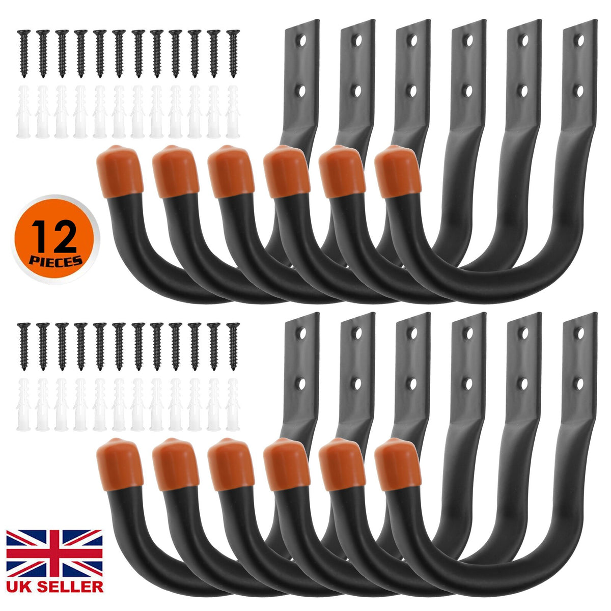 12x Heavy Duty Storage Hooks Wall Mount for Ladder Garage Bike Garden Shed Tools