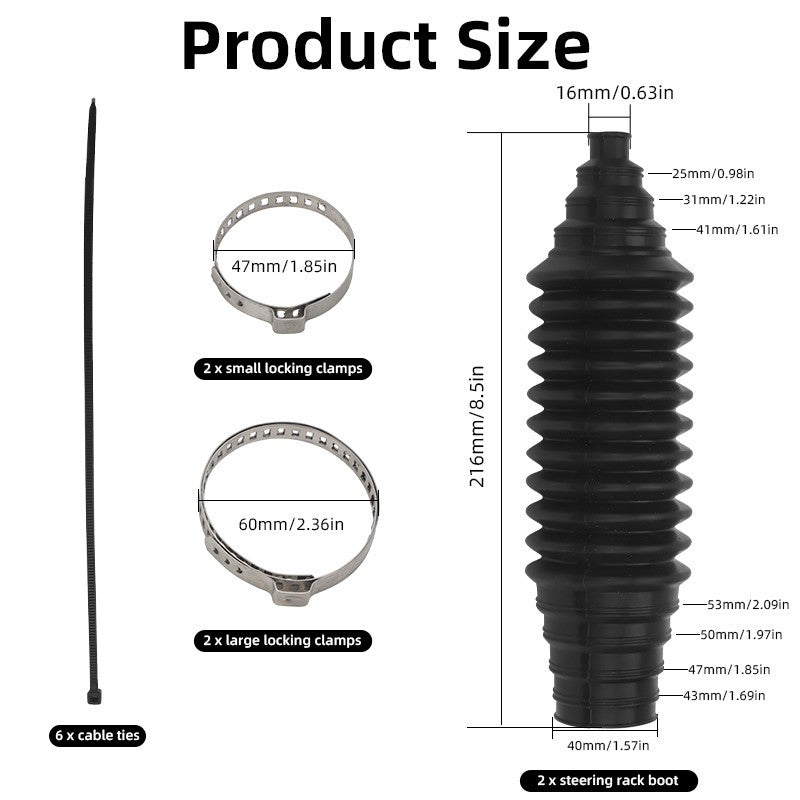Pair Universal Steering Rack Boot Boots Gaiters High Quality Repair Kit-Stretchy