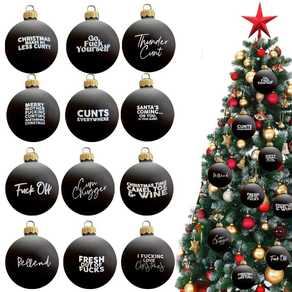 Sweary Bauble Bundle - 12 Pack, 2026 Fun Christmas Ornament Xmas Ball Ornaments