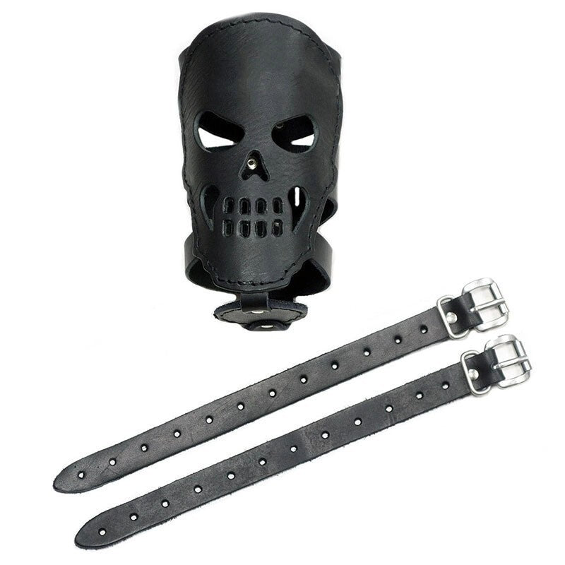 Motorcycle Skull Cup Holder Biker Custom PU Leather Cup Drink Can Bottle Holder