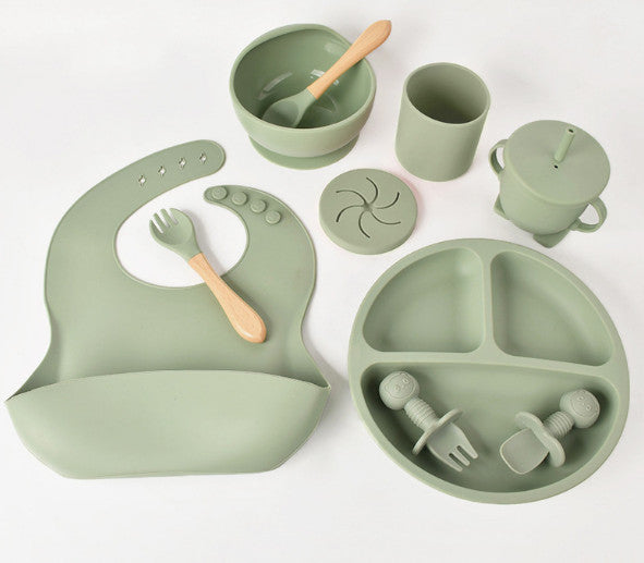 Baby Weaning Set Bamboo Baby Feeding set Suction Plate Bowls Spoons