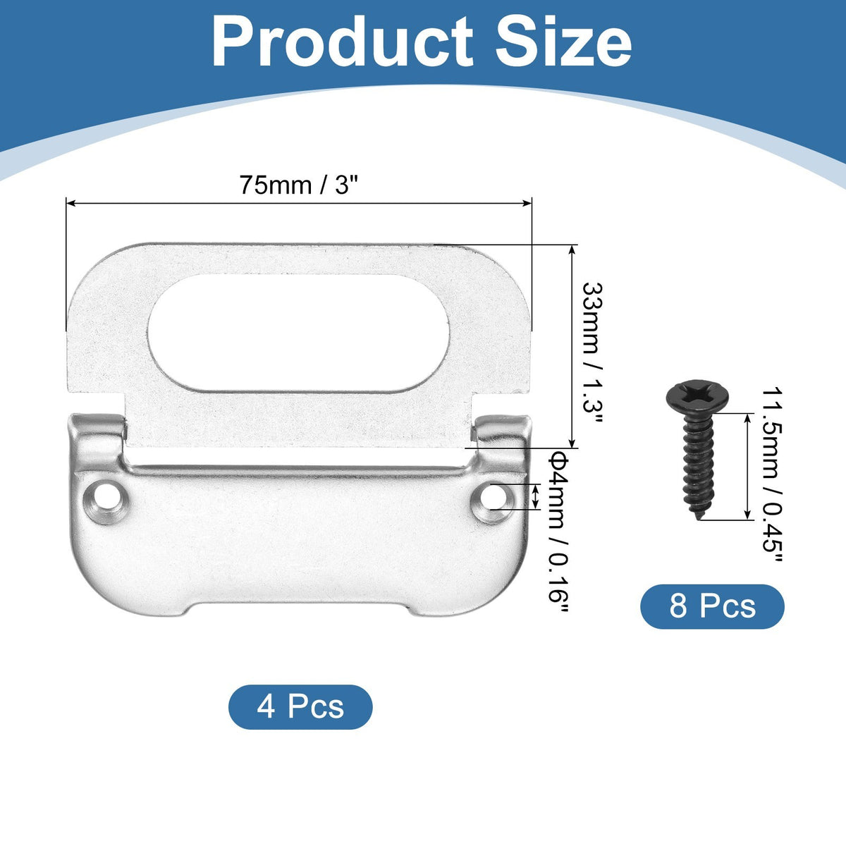 Recessed Pull Door Handle, 4 Pcs Invisible Flush Handle with Screw, Silver.*