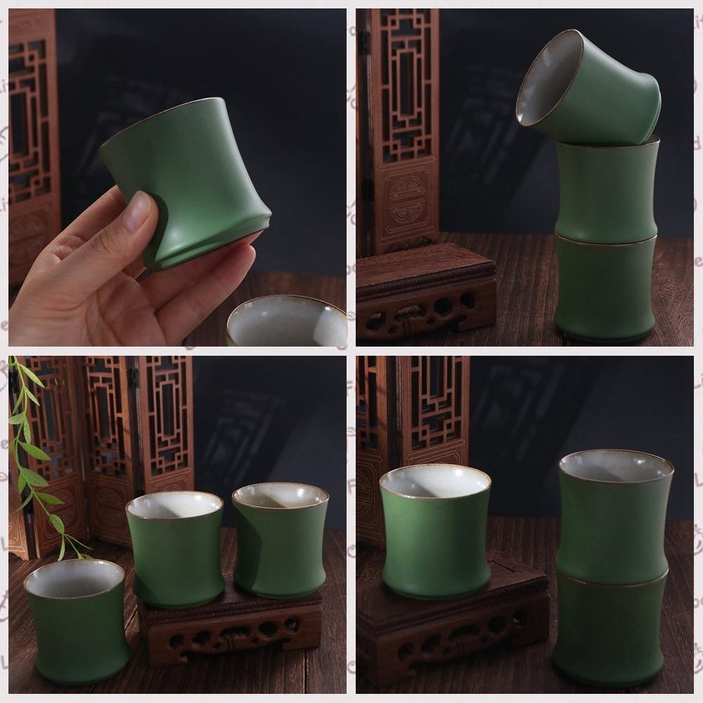3pcs Simulation Bamboo Joint Tea Cup Ceramic Teaware Mugs  Tea Room