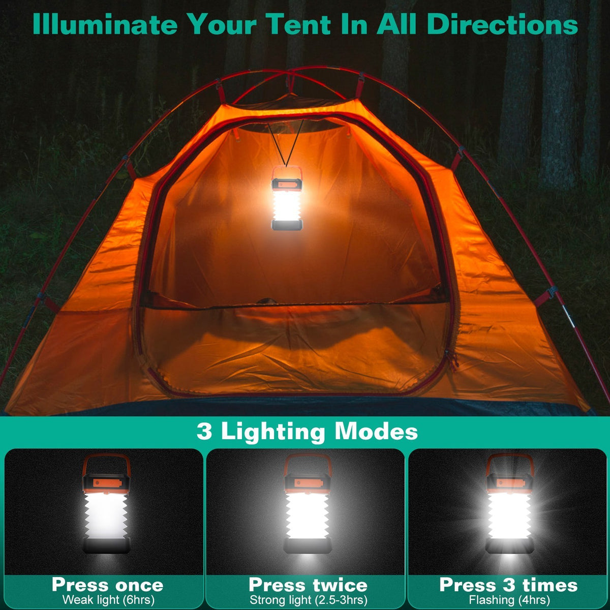 Solar USB Rechargeable Camping Lantern Foldable LED Outdoor Tent Garden Light UK