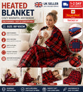Electric Heated Throw Over Blanket Warm Washable Fleece Winter Warming USB Power