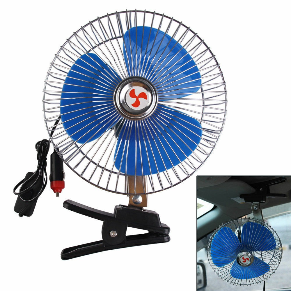 10 Inch 12V Oscillating Car Dashboard Cooling Fan Clip On For Vans Caravan