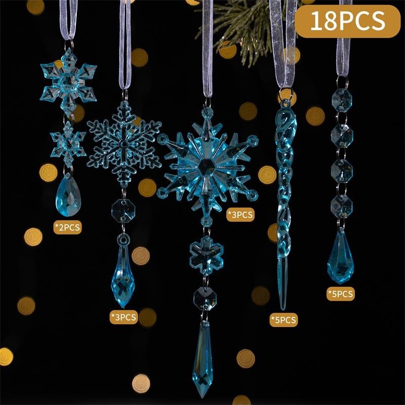 18 Pcs Christmas Tree Icicle Ornaments Clear Acrylic Icicle Christmas Decoration