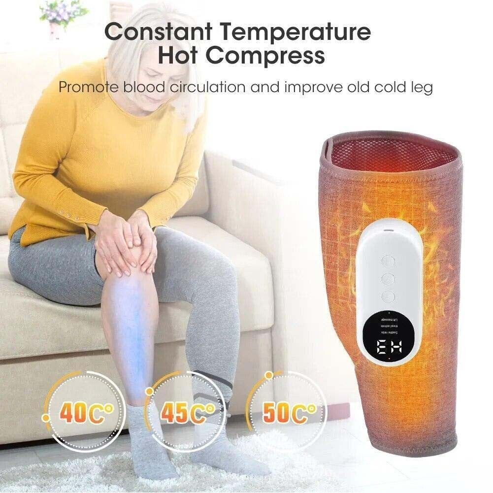 Air Compression Leg Calf Massager with Heat for Varicose Veins, Relieve Swollen