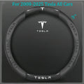 15" PU Leather & Carbon Fiber Steering Wheel Cover for 2008-2025 Tesla All Model