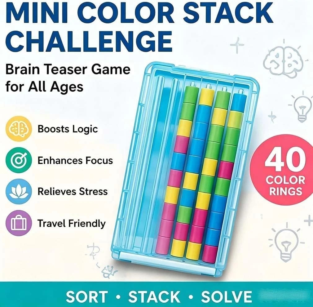 Mini Colour Stack Challenge Game, Color Matching Stacking Puzzle Game Kids Adult