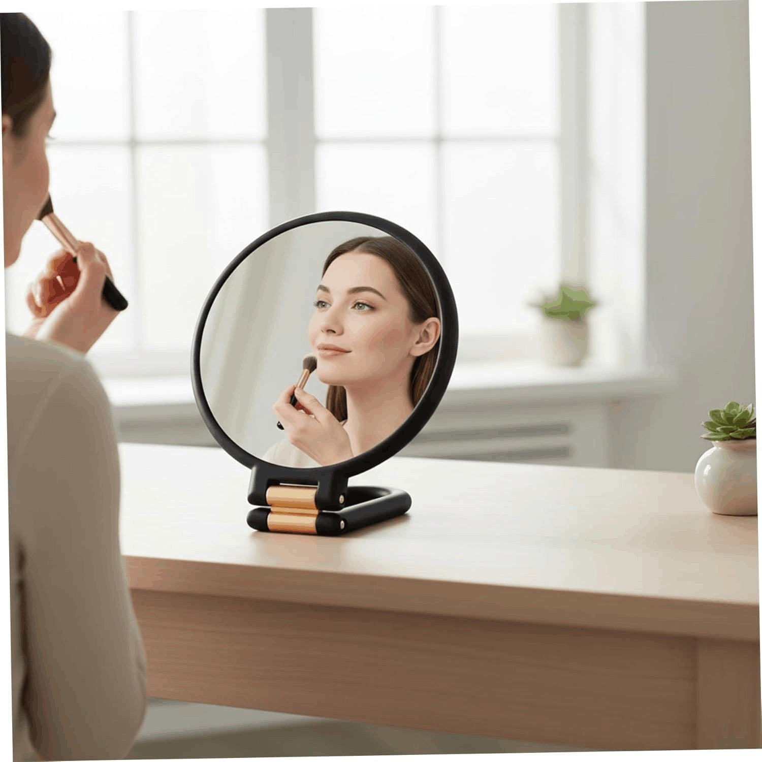50x Magnifying Makeup Mirror Portable Double-Sided Mirror Adjustable Handle PN
