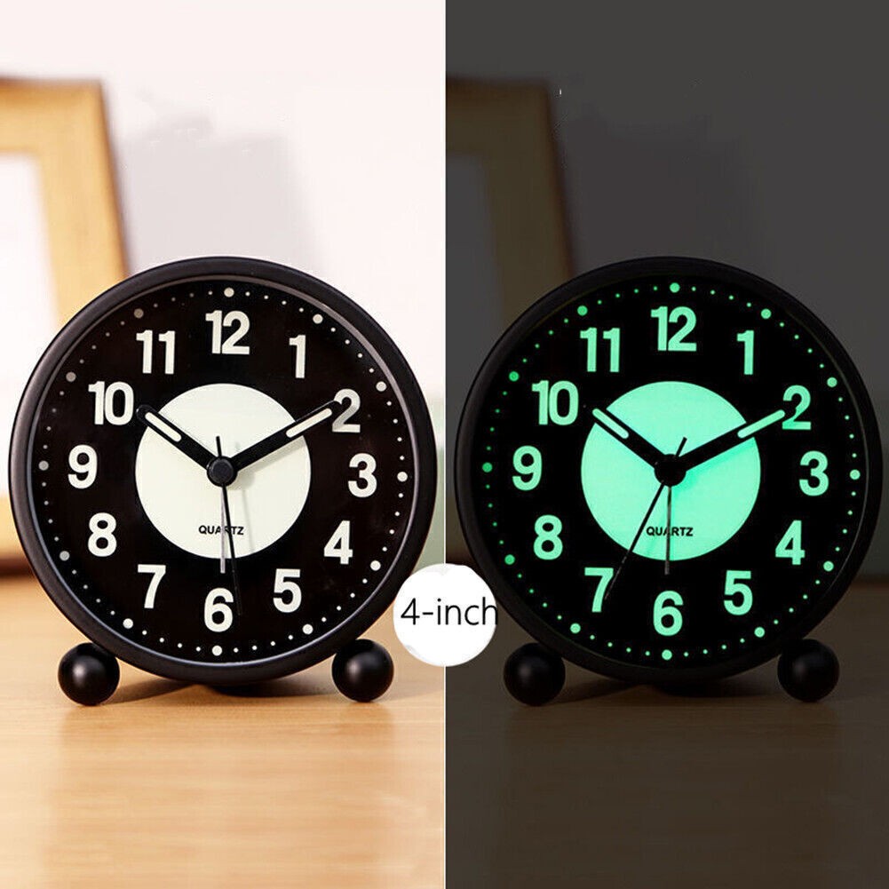 UK Silent Bedside Alarm Clock Non Ticking Glow-in-the-Dark Bedroom Clock HOT NEW