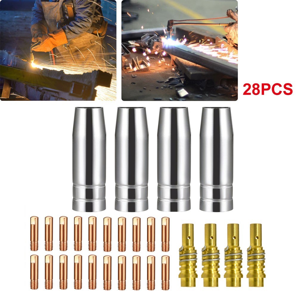 MB15 MIG WELDING CONSUMABLES KIT TORCH CONTACT TIPS NOZZLE SHROUD 15AK 28pcs