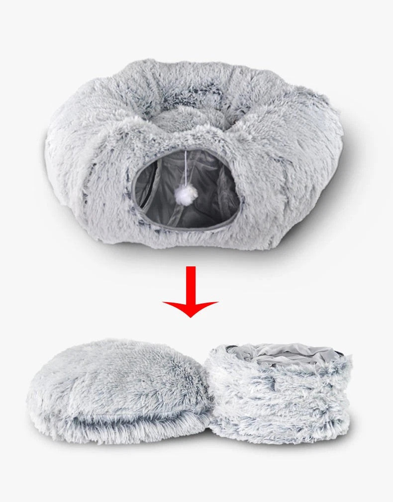 Cat Tunnel Collapsible Pet Play Tube Dogs Bunnies Crinkle Suede Tunnel Removable
