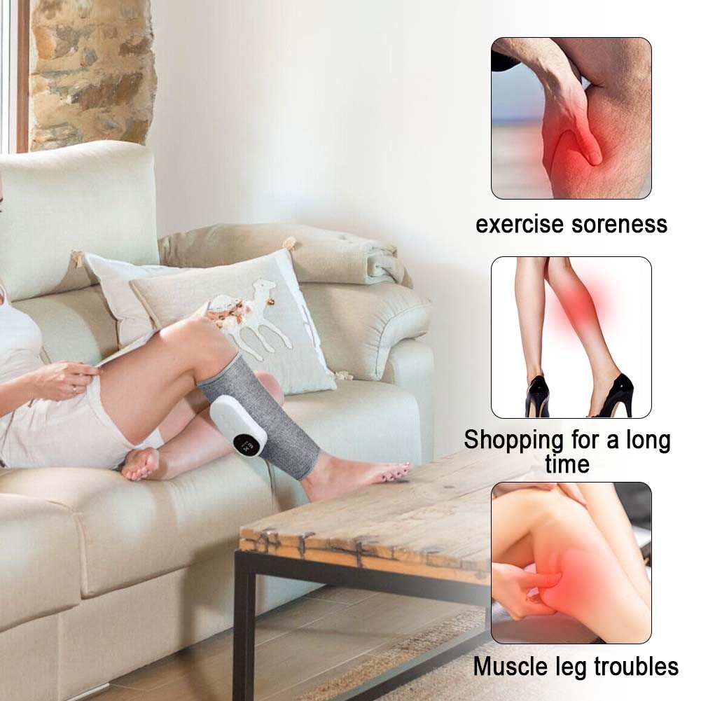 Air Compression Leg Calf Massager with Heat for Varicose Veins, Relieve Swollen