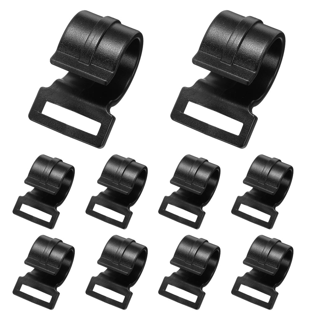 Tent Pole Clips, Plastic C Shape Clips ID 25mm 10Pcs Black Tent Clamp