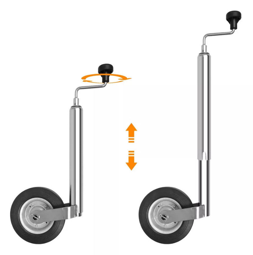 48MM Ribbed Jockey Wheel Heavy Duty (Metal Rim Wind Up Handle Caravan Trailer)