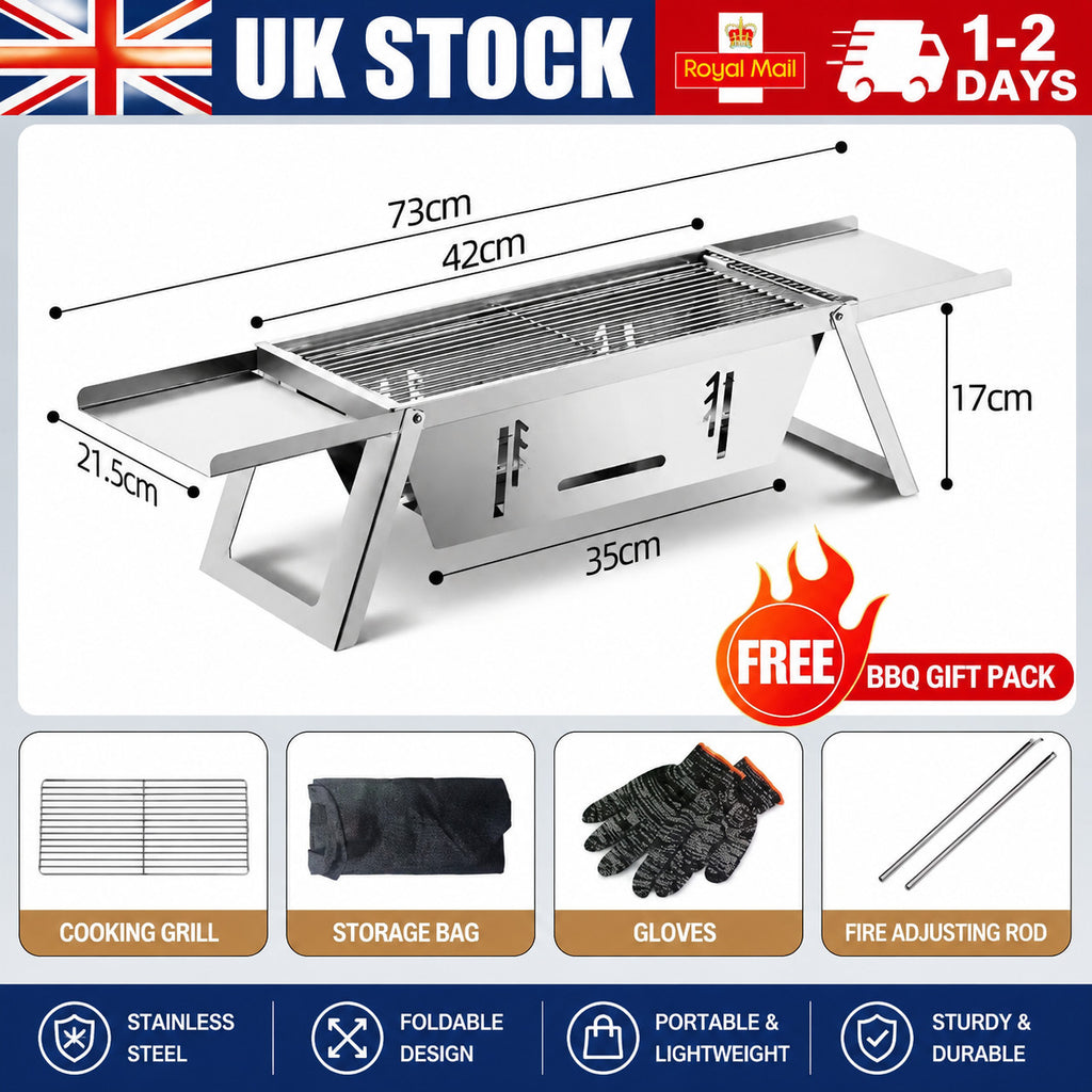 BBQ FOLDING CHARCOAL BARBECUE GRILL PORTABLE TRAVEL OUTDOOR PICNIC