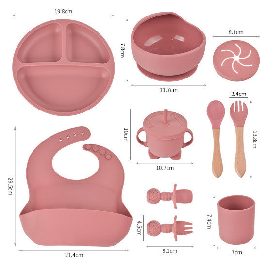 Baby Weaning Set Bamboo Baby Feeding set Suction Plate Bowls Spoons