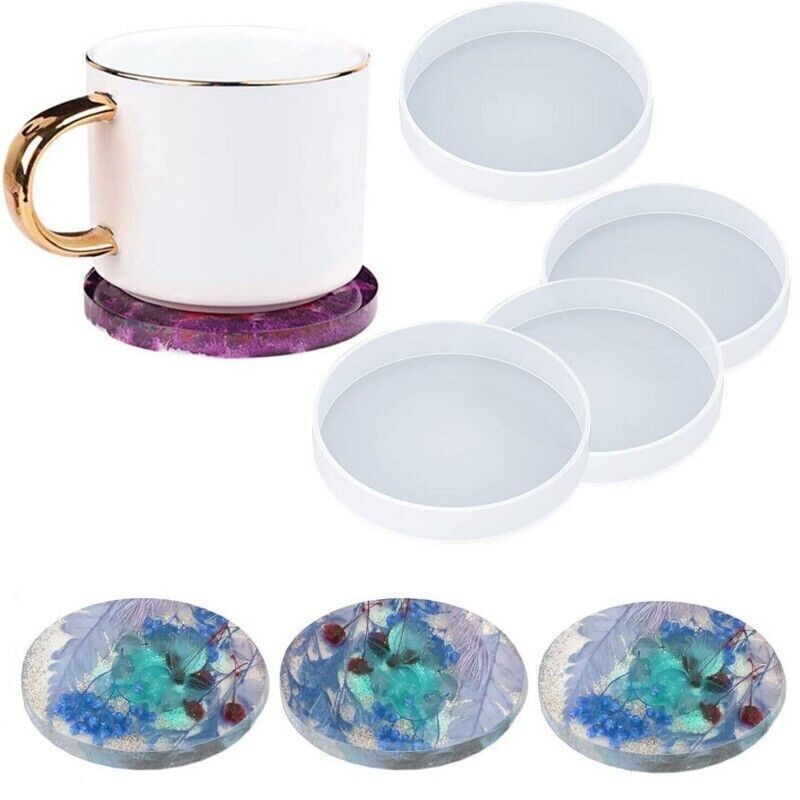 5X Epoxy Resin Molds Set For DIY Coasters Silicone Craft Jewelry Making Mould