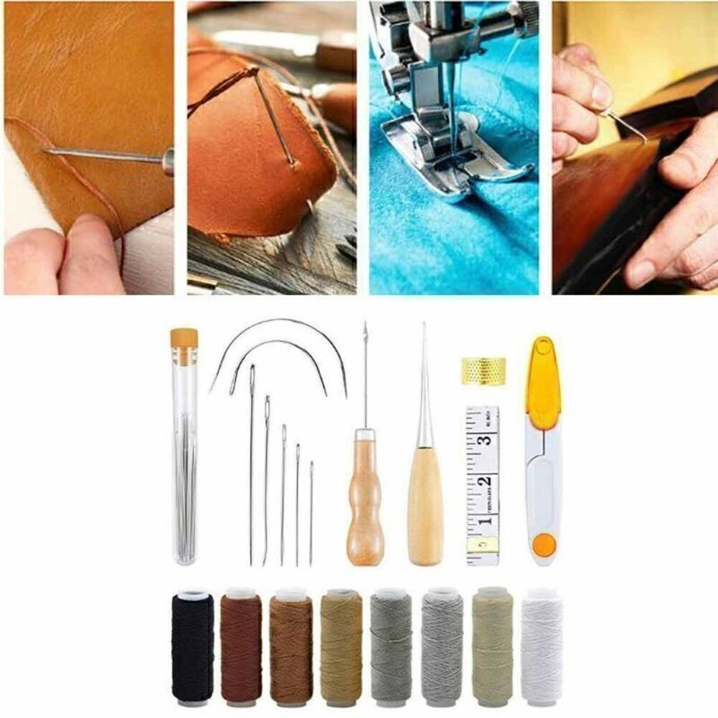 29× Upholstery Carpets Leather Sofa Canvas Repair Hand Sewing Needles Thread Kit