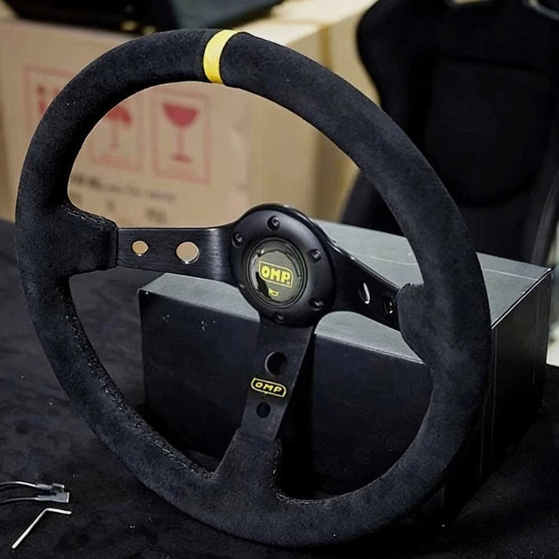 OMP 350mm 14' Suede Leather Black Deep Cone Racing Sport Steering Wheel~~~