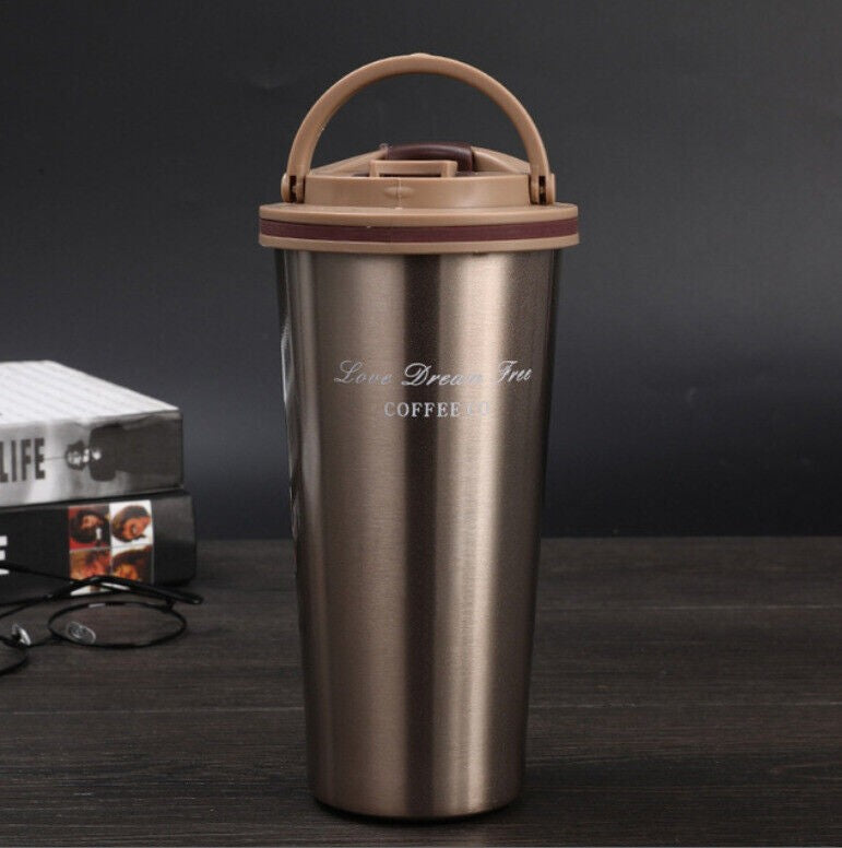 Coffee Mug Cup Flask 500ML Leakproof Insulated Thermal Travel Stainless Steel