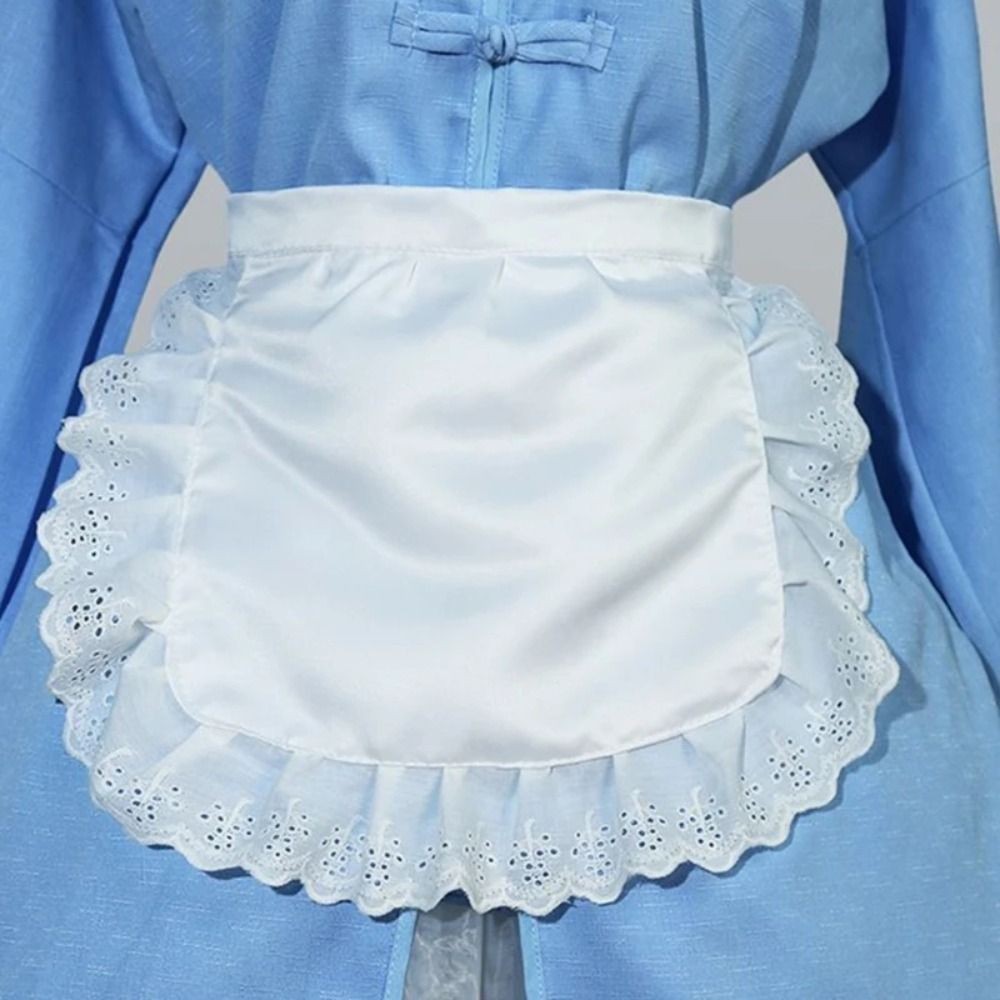 1Pcs Black White Maid Waitress Half Waist Apron Kitchen Party Catering